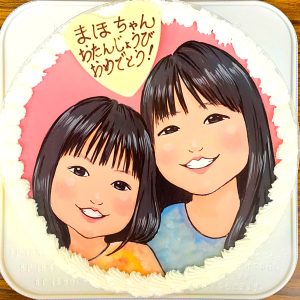 似顔絵ケーキ　姉妹